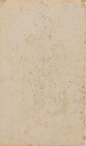 Study of a Nude Male Figure for the Adlocutio and Vision of the Cross, Sala di Costantino, Raphael (Raffaello Sanzio or Santi) (Italian, Urbino 1483–1520 Rome), Black chalk with traces of stylus underdrawing, on paper