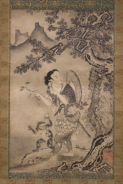 The Daoist Immortal Magu, Kōboku (Japanese, active mid-16th century), Hanging scroll; ink on paper, Japan 