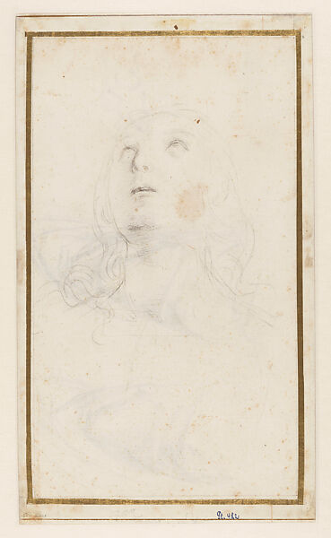 Head of a Young Man (Study for the Apostle Thomas in the Oddi Altarpiece) (recto); Two Drapery Studies; Thumbnail Sketch of a Soldier on Horseback (verso), Raphael (Raffaello Sanzio or Santi)  Italian, Leadpoint (recto and verso) on paper