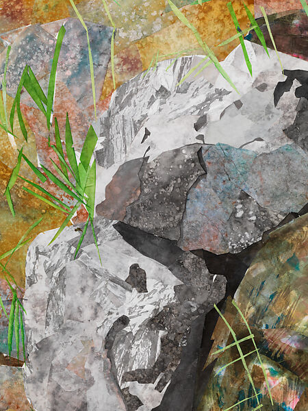 Closed Geometry, María Berrío (Colombian, born Bogotá 1982), Cut and pasted dyed Japanese papers, watercolor, plant matter, opaque watercolor, and graphite on canvas