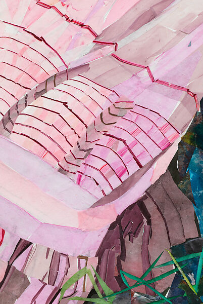 Closed Geometry, María Berrío (Colombian, born Bogotá 1982), Cut and pasted dyed Japanese papers, watercolor, plant matter, opaque watercolor, and graphite on canvas