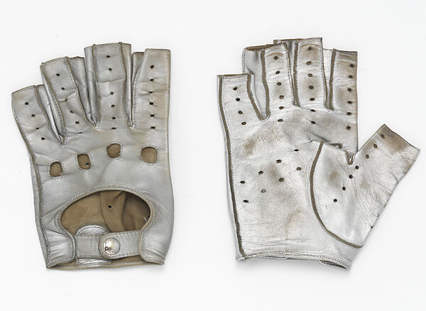 Gloves, Causse Gantier (French, founded 1892), leather (lambskin), cotton, metal, French 