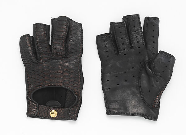 Gloves, Causse Gantier (French, founded 1892), leather (lambskin), cotton, metal, French 