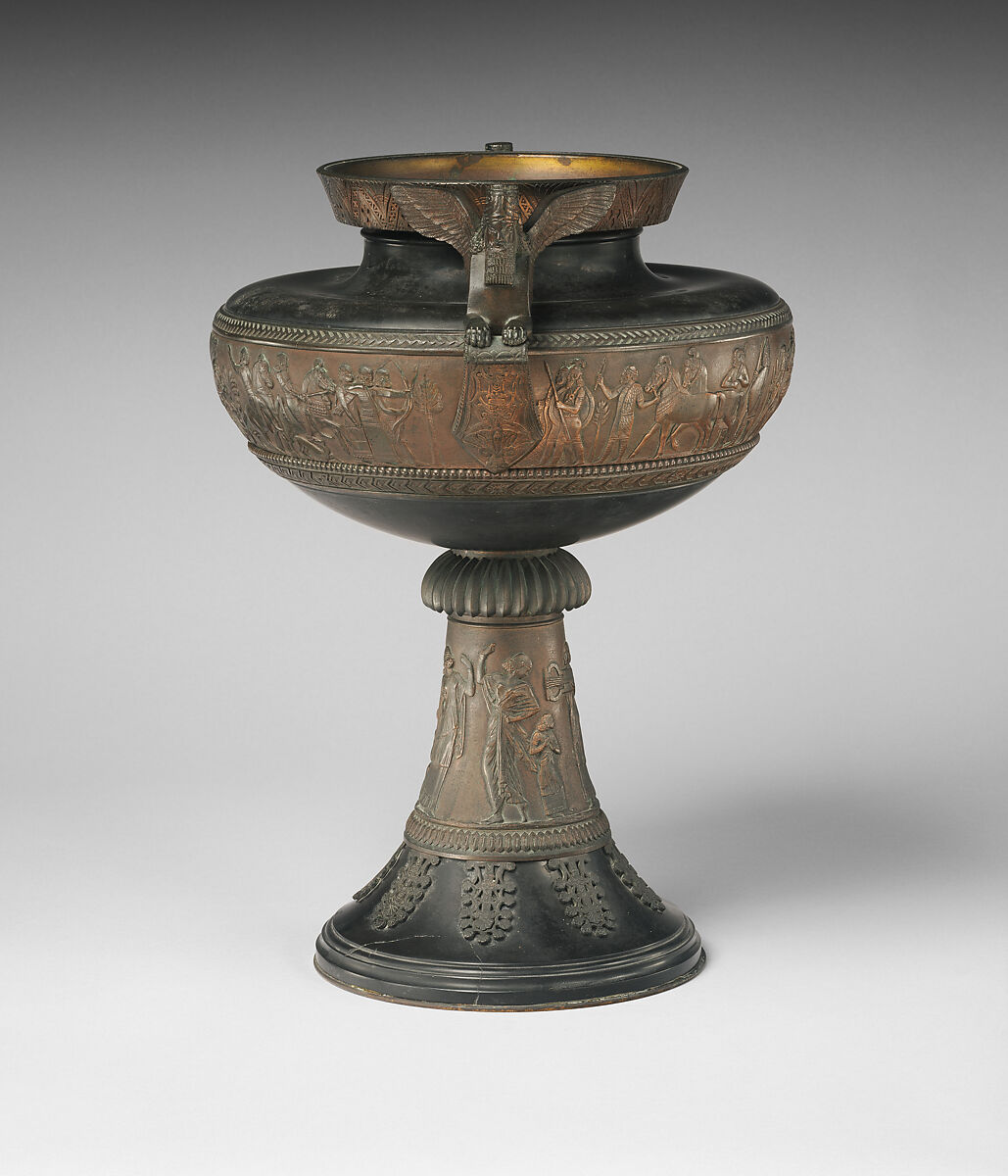 Urn with Assyrian scenes, Slate, bronze, French