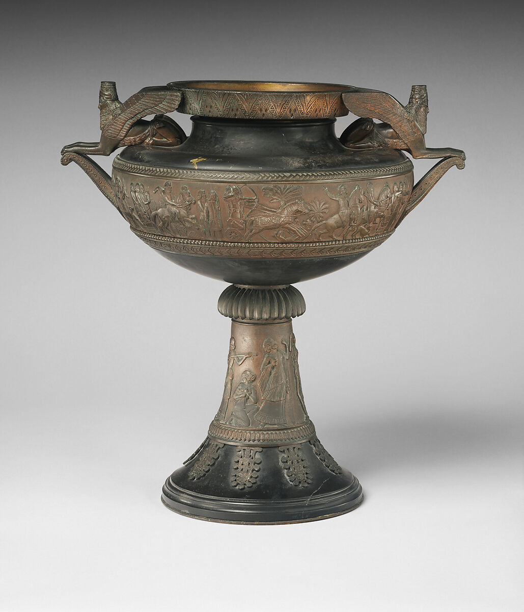 Urn with Assyrian scenes, Slate, bronze, French