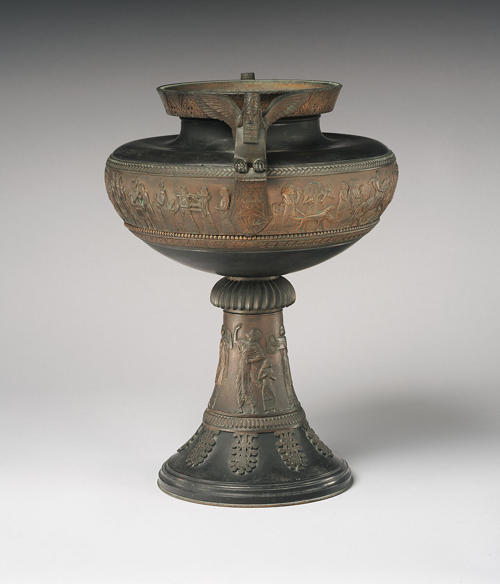 Urn with Assyrian scenes, Slate, bronze, French