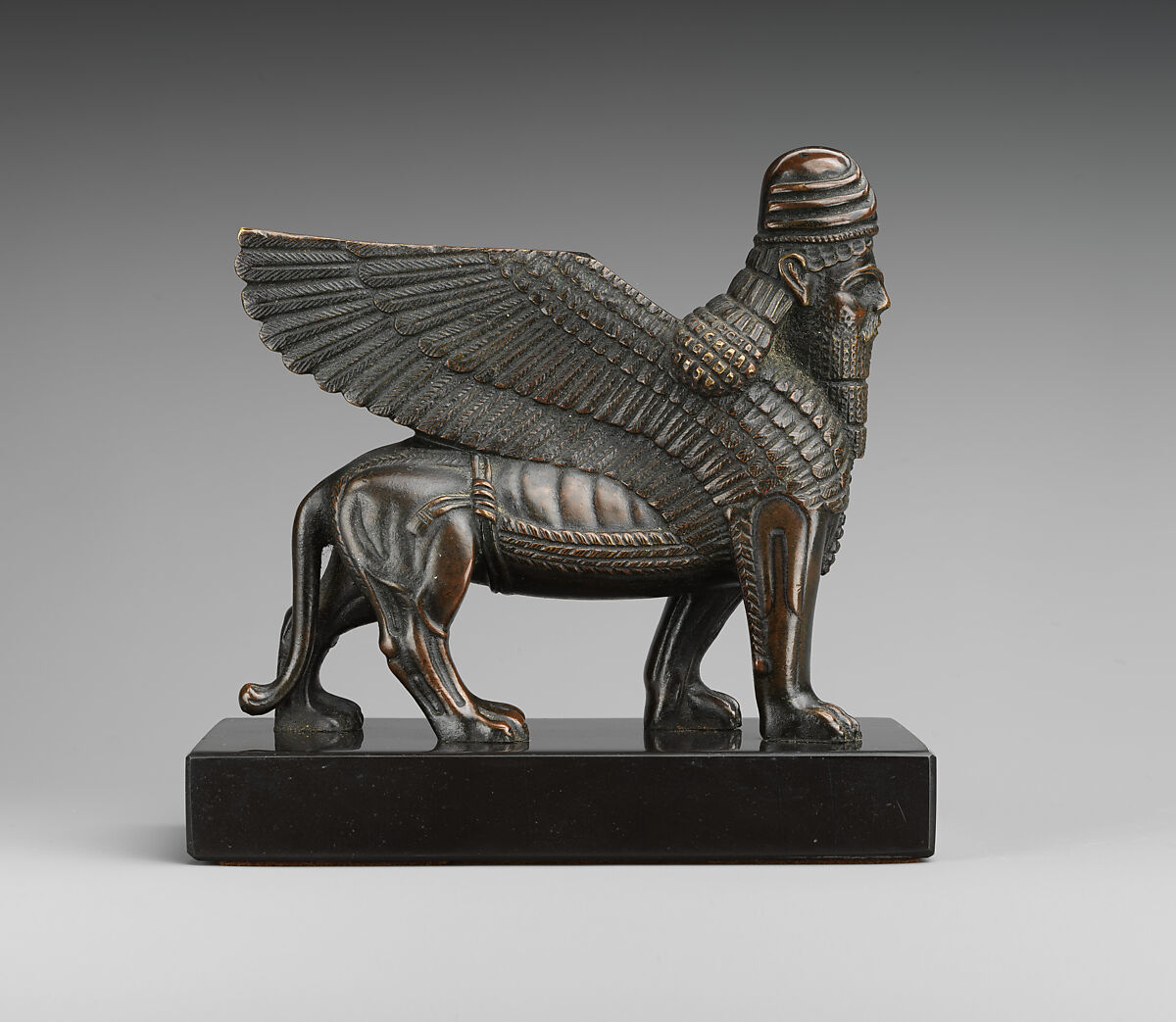 Human-headed winged lion, Bronze, marble, British
