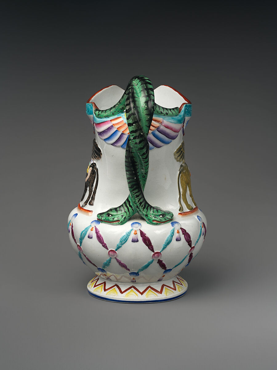 Jug with Assyrian-inspired decoration, Porcelain, British