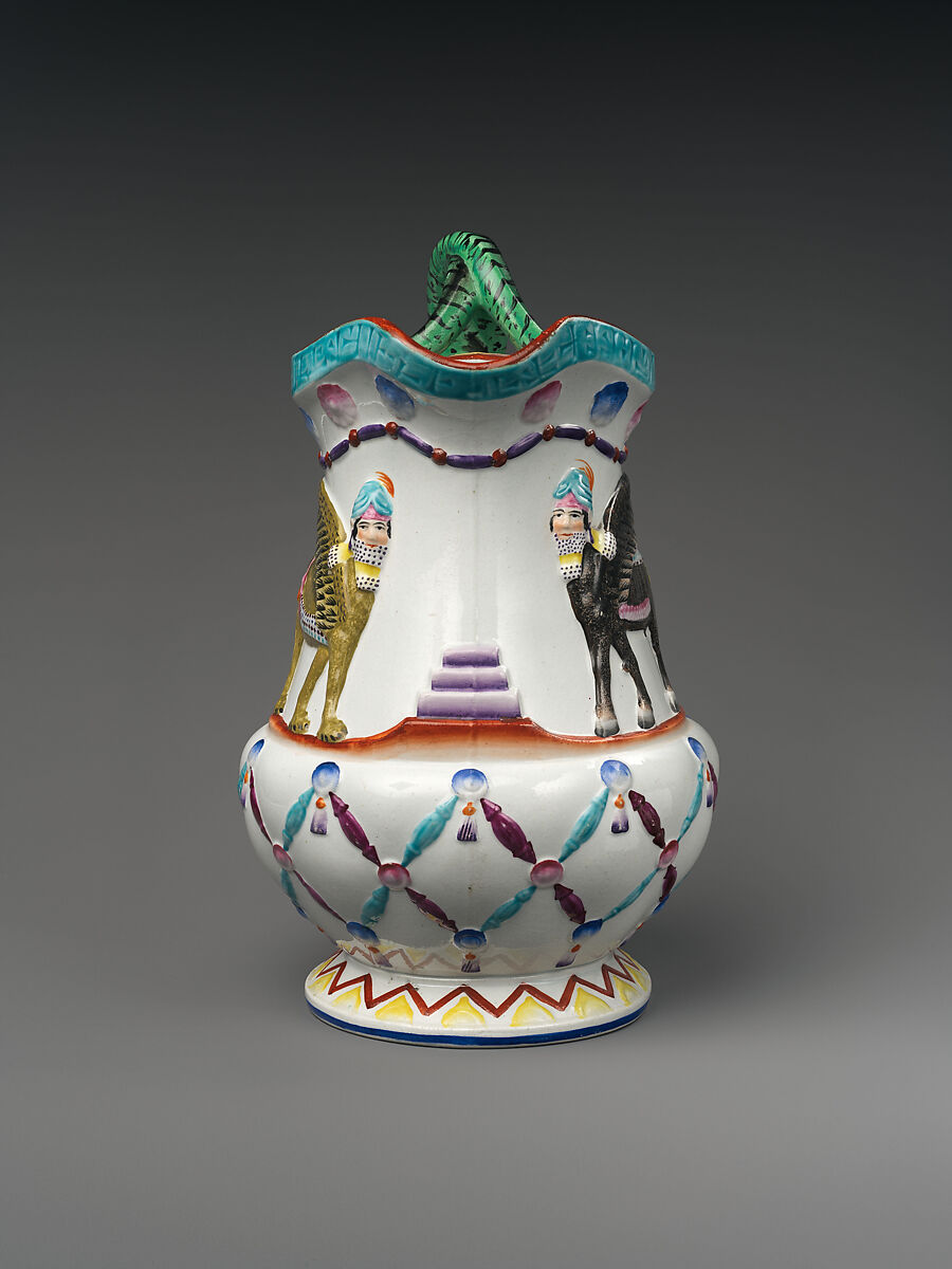 Jug with Assyrian-inspired decoration, Porcelain, British