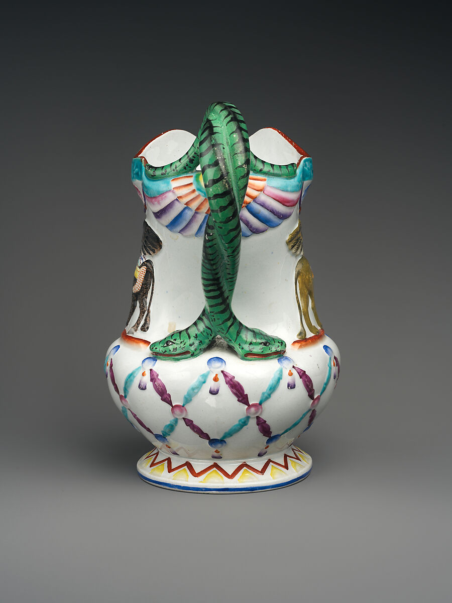 Jug with Assyrian-inspired decoration, Porcelain, British