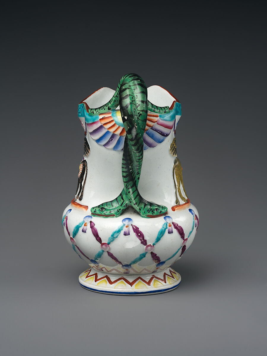 Jug with Assyrian-inspired decoration, Porcelain, British