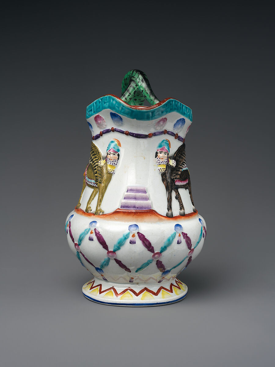 Jug with Assyrian-inspired decoration, Porcelain, British