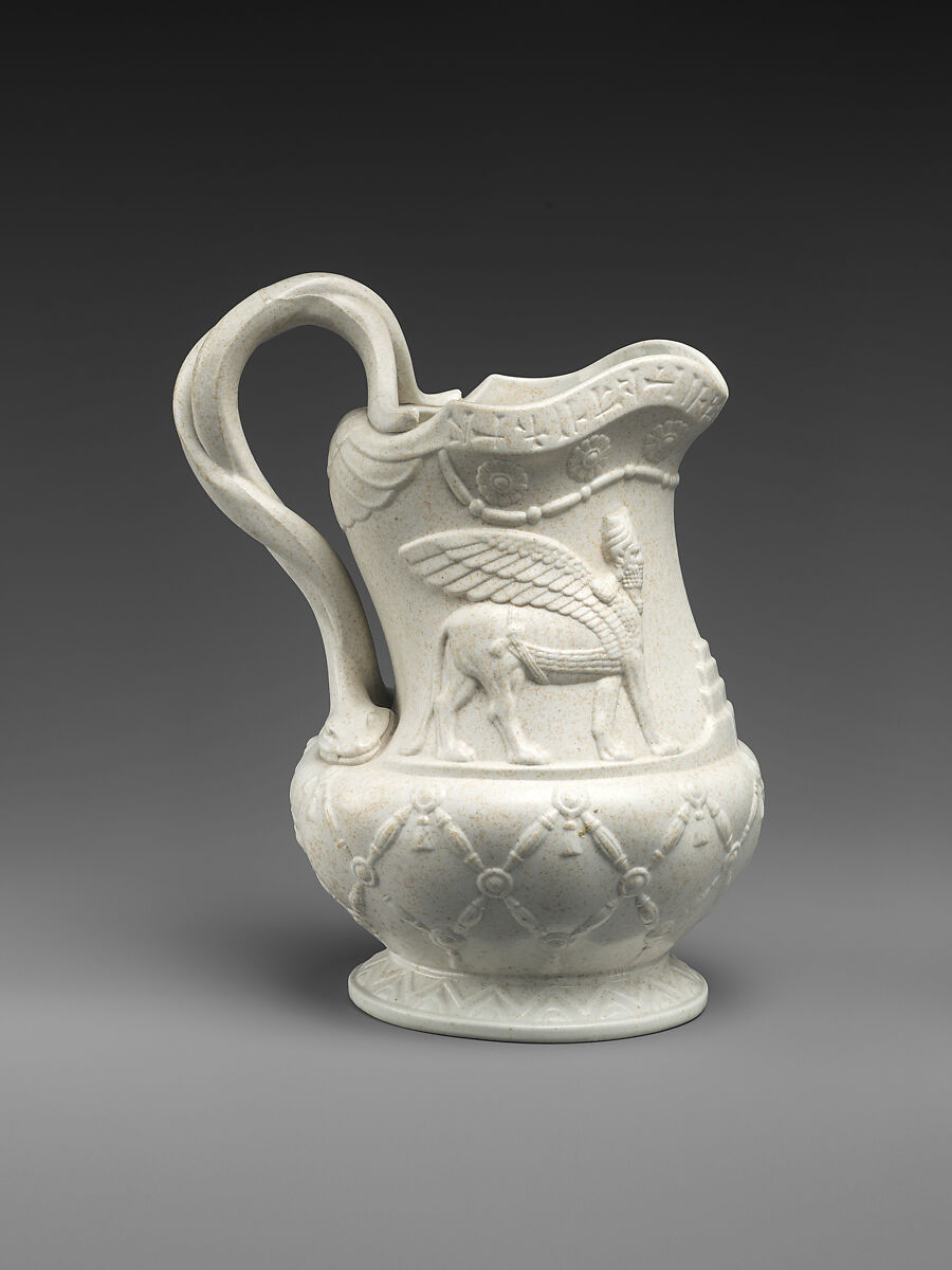 Jug with Assyrian-inspired decoration, Stoneware, British
