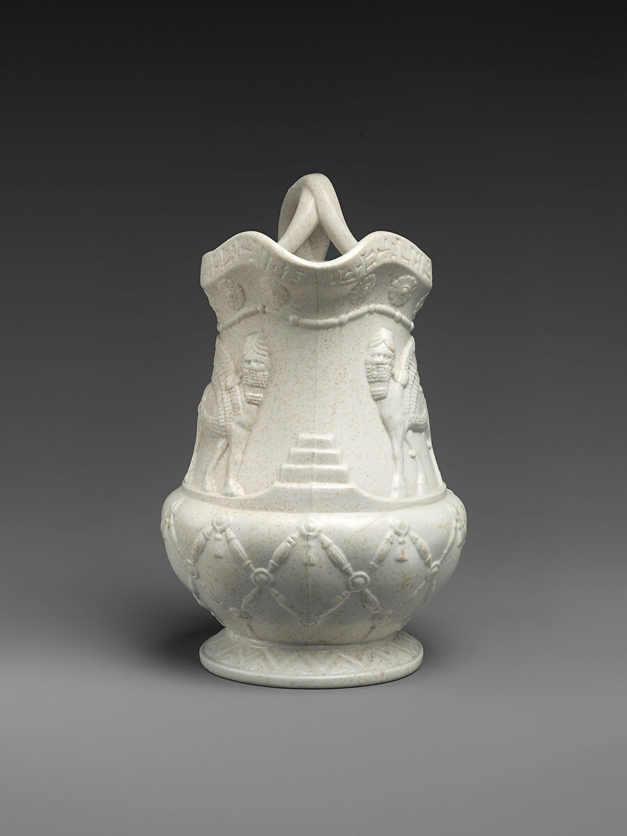 Jug with Assyrian-inspired decoration, Stoneware, British