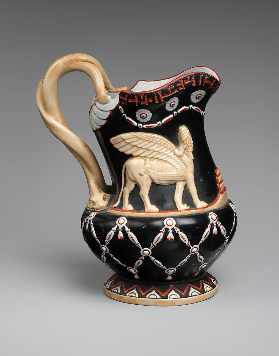 Jug with Assyrian-inspired decoration, Stoneware, British