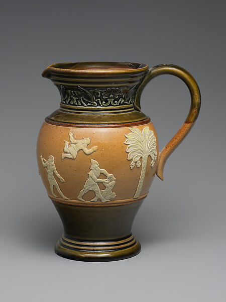 Jug with Assyrian-inspired decoration, Stoneware, British