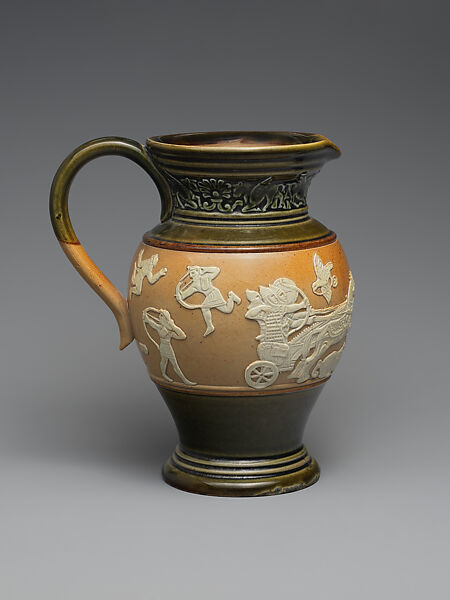 Jug with Assyrian-inspired decoration, Stoneware, British