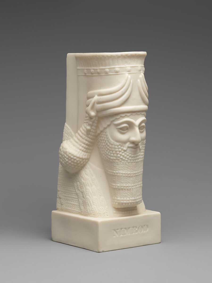 "Nimrod" flower vase, Unglazed porcelain (Parian ware), British