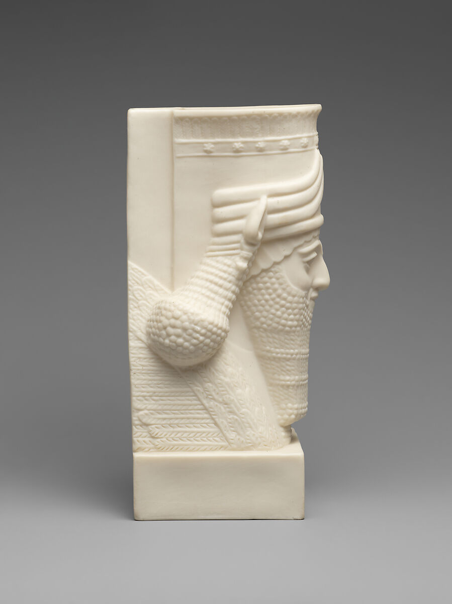 "Nimrod" flower vase, Unglazed porcelain (Parian ware), British