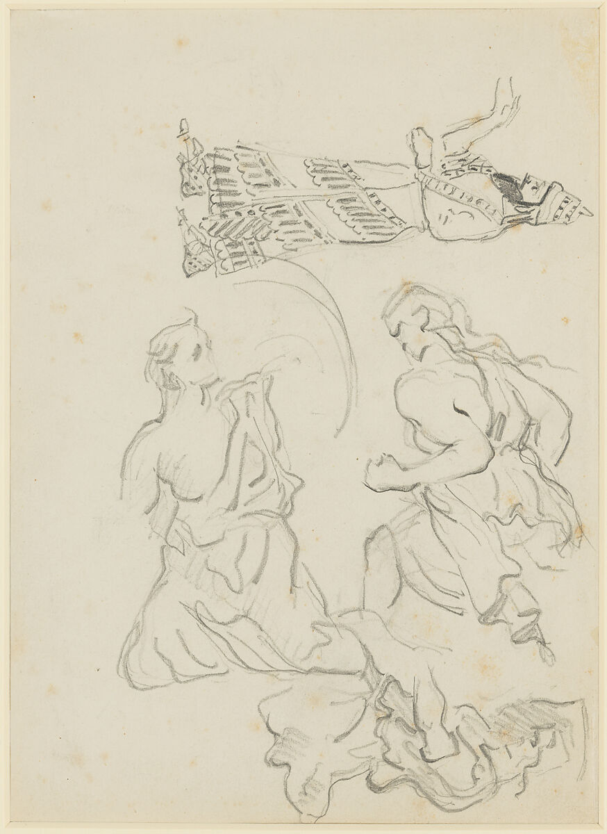 Studies of Assyrian figures (two-sided), Paul Cézanne (French, Aix-en-Provence 1839–1906 Aix-en-Provence), Graphite, French