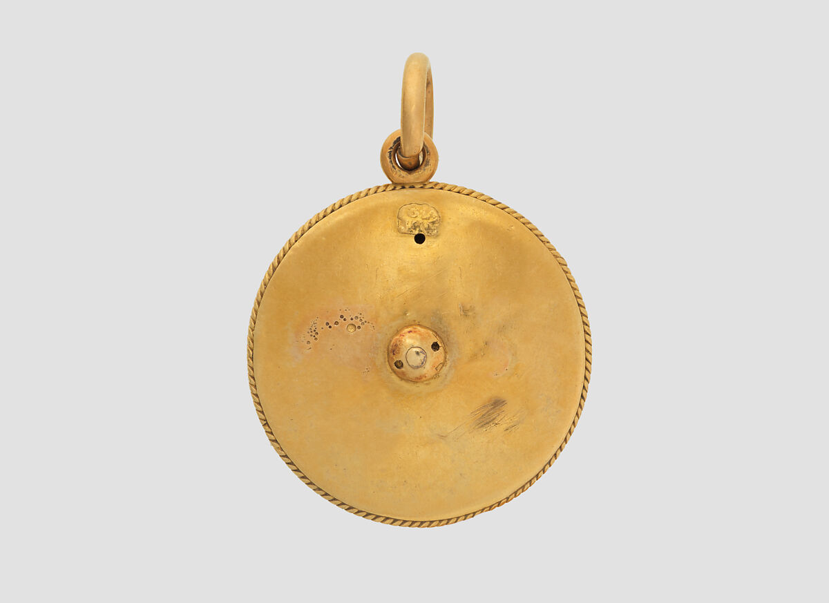 Pendant with Assyrian human-headed winged bull, Gold, British
