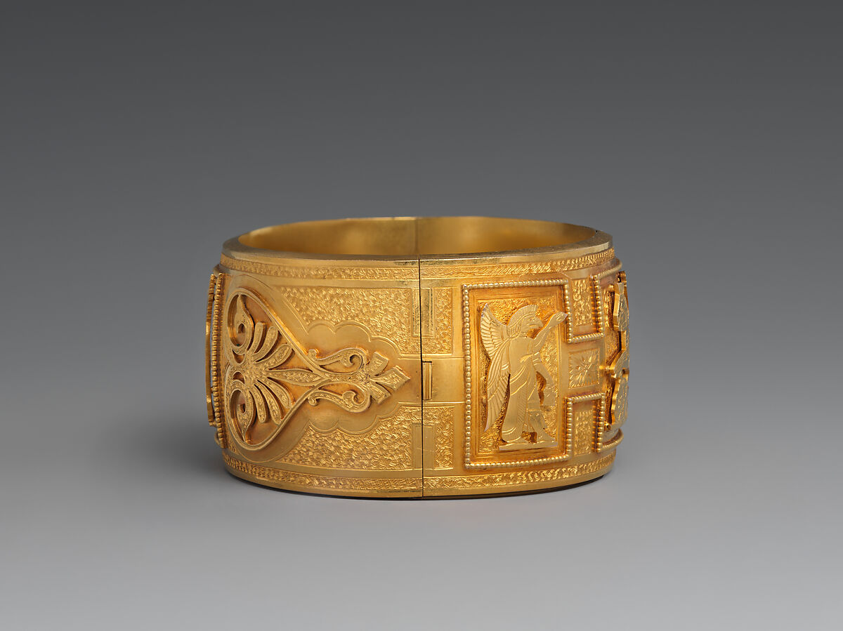 Bracelet with Assyrian-inspired design, Gold, British
