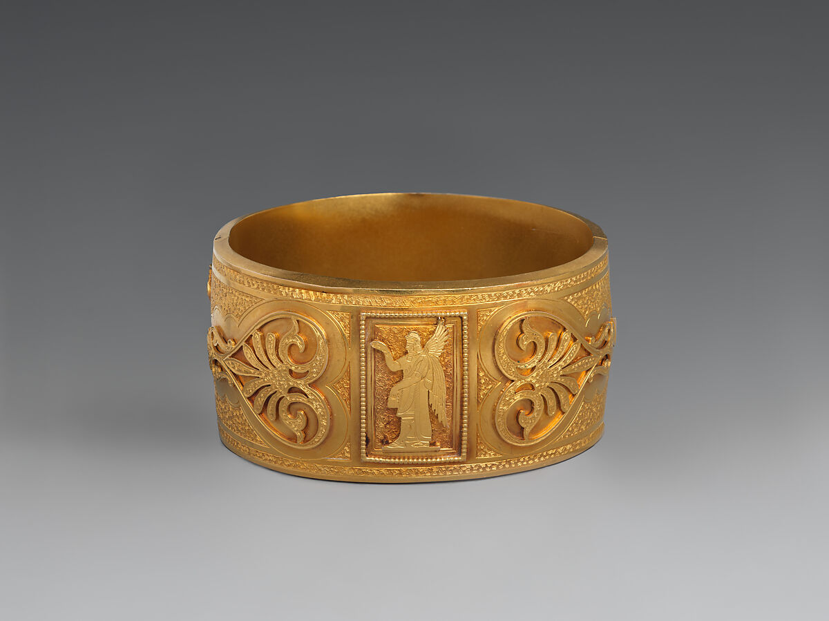 Bracelet with Assyrian-inspired design, Gold, British