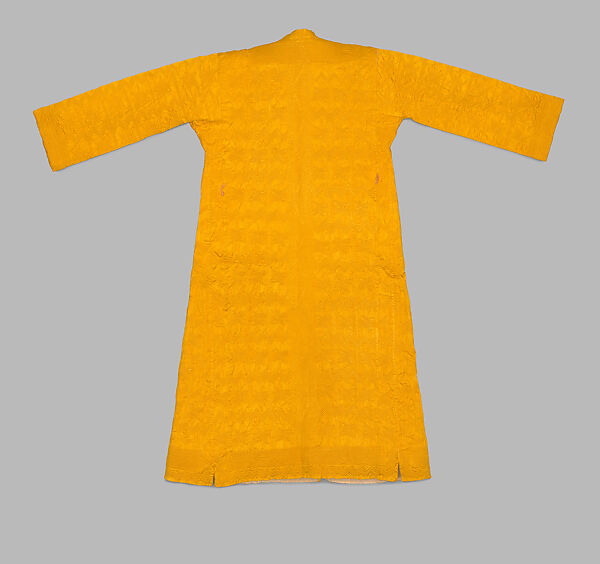 Quilted Coat with Long Sleeve and Aqal Head Cord, Silk and cotton; satin weave; plain weave; quilted