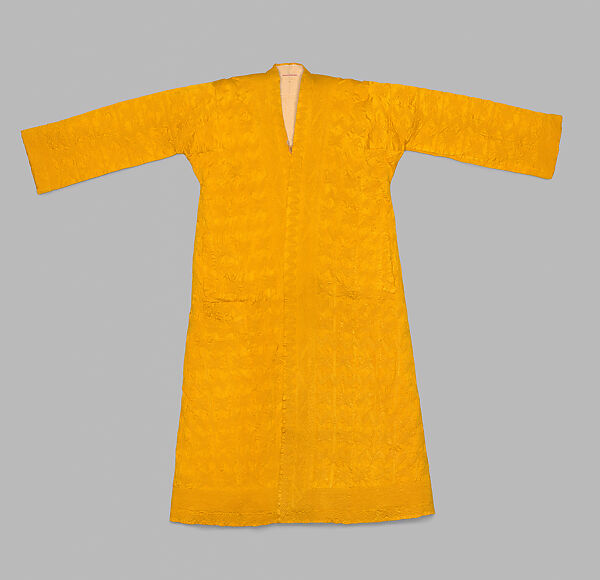 Quilted Coat with Long Sleeve and Aqal Head Cord, Silk and cotton; satin weave; plain weave; quilted