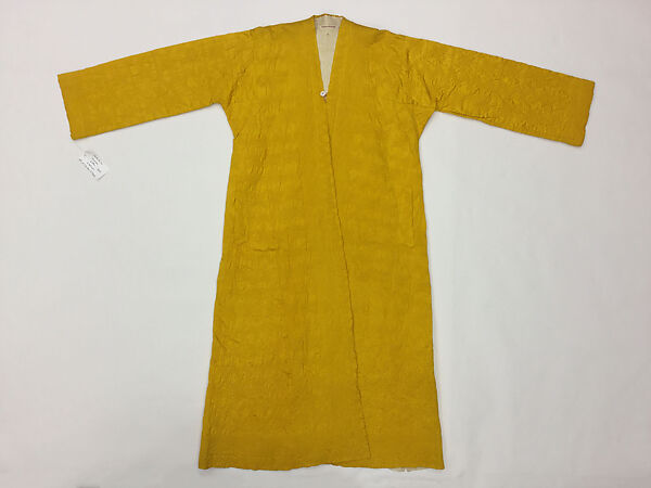 Quilted Coat with Long Sleeve and Aqal Head Cord, Silk and cotton; satin weave; plain weave; quilted