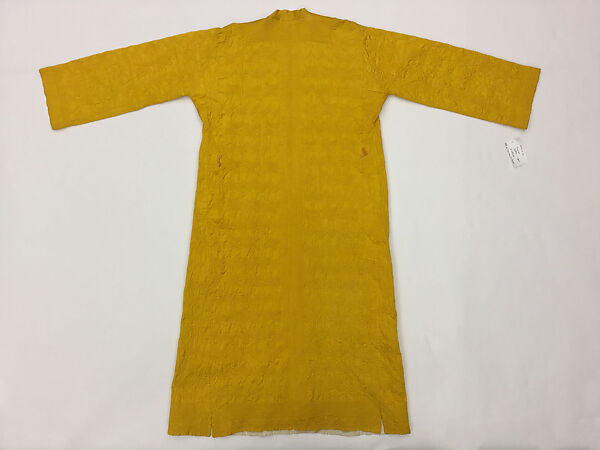 Quilted Coat with Long Sleeve and Aqal Head Cord, Silk and cotton; satin weave; plain weave; quilted