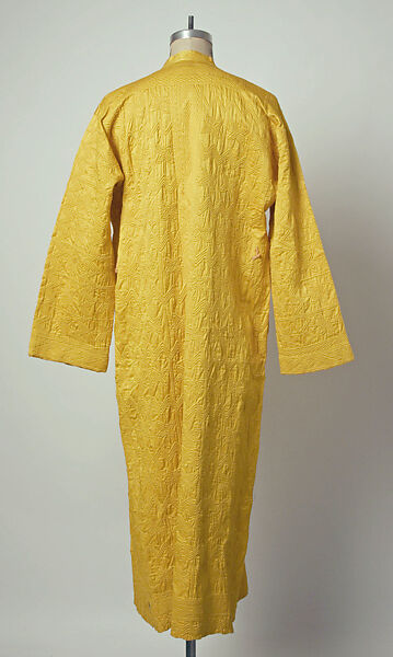 Quilted Coat with Long Sleeve and Aqal Head Cord, Silk and cotton; satin weave; plain weave; quilted