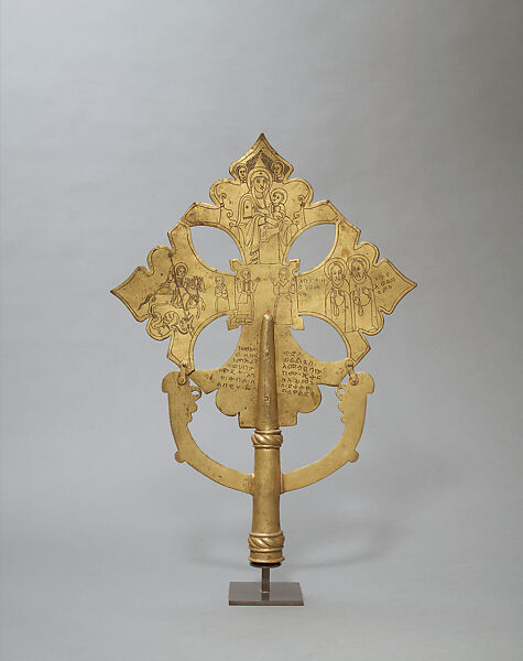 Cross with Santa Maria Maggiore Icon, Brass, Ethiopian (Ethiopia) 