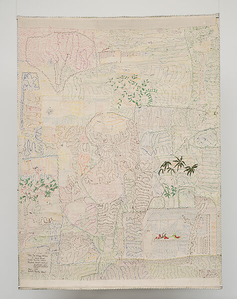 The Village Where I Came From, Pacita Abad (Filipino American, Basco, Philippines 1946–2004 Singapore), Acrylic, oil, buttons, beads, and painted cloth on stitched and padded canvas