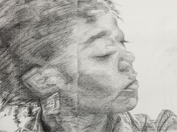 Contending with Contingency III, Kenturah Davis (American, born Los Angeles, 1984), Carbon pencil over debossed text with graphite on wove paper, in nine parts