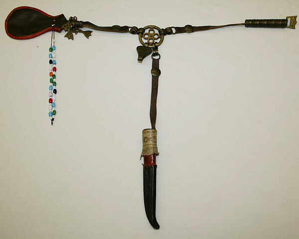 Ensemble, (a) wool
(b, c, e) linen
(d, f) leather, Finnish