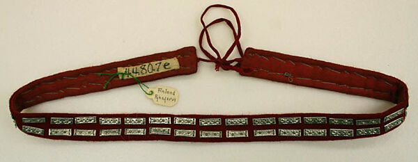 Ensemble, (a) wool
(b, c, e) linen
(d, f) leather, Finnish