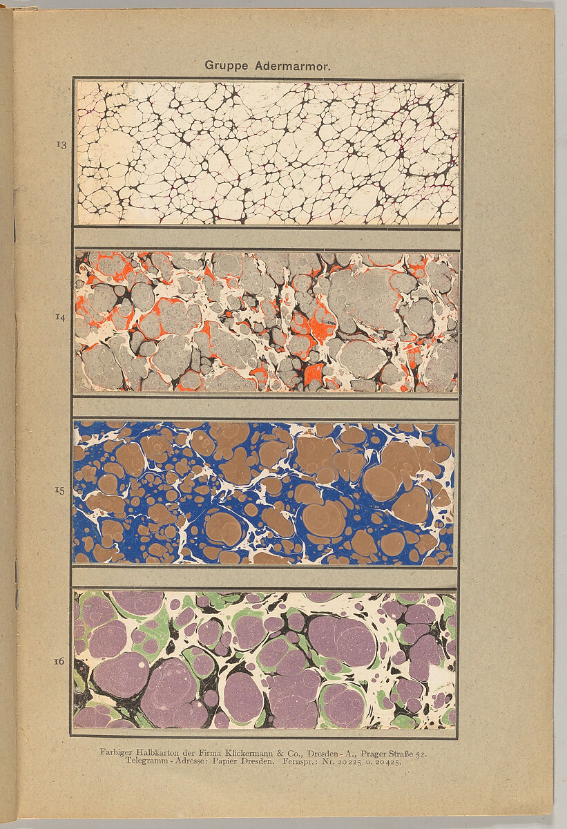 Das Marmorieren des Buchbinders auf Schleimgrund und im Öl- und Kleisterverfahren : nebst Anleitung zum Linoleumschnitt, Schablonierverfahren und Modeldruck für Fachleute und Liebhaber, Paul Adam (German, 1849–1931)