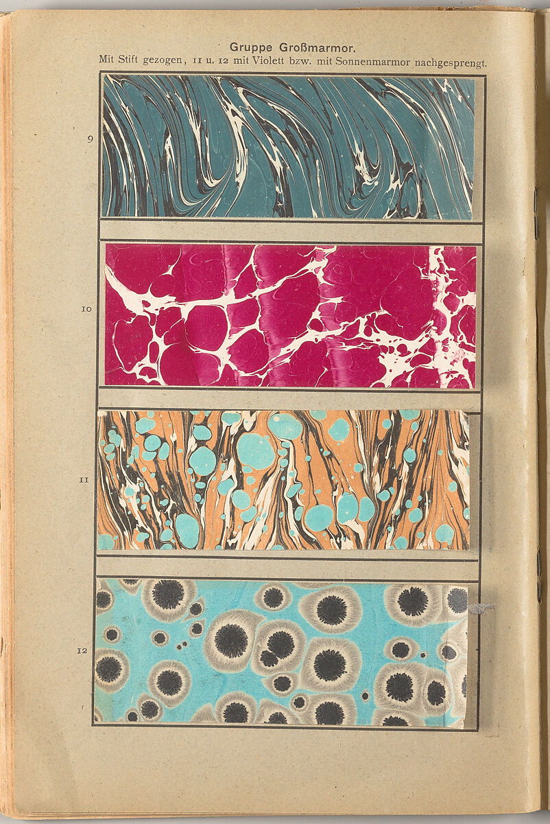 Das Marmorieren des Buchbinders auf Schleimgrund und im Öl- und Kleisterverfahren : nebst Anleitung zum Linoleumschnitt, Schablonierverfahren und Modeldruck für Fachleute und Liebhaber, Paul Adam (German, 1849–1931)