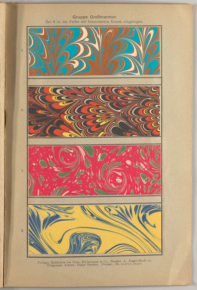 Das Marmorieren des Buchbinders auf Schleimgrund und im Öl- und Kleisterverfahren : nebst Anleitung zum Linoleumschnitt, Schablonierverfahren und Modeldruck für Fachleute und Liebhaber, Paul Adam (German, 1849–1931)