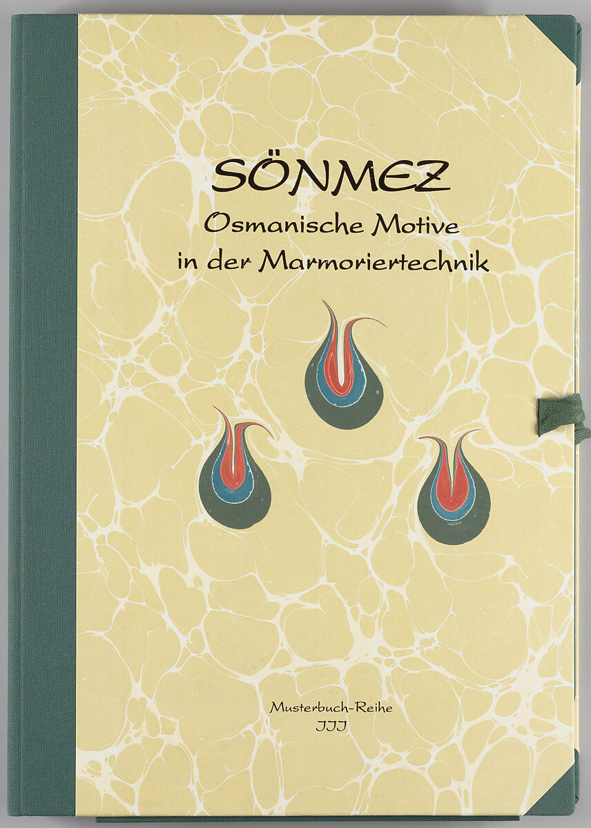 Sönmez Osmanische Motive in der Marmoriertechnik : mit 25 original Marmorpapieren, davon 1 Original als Einband-Überzug = Sönmez Ottoman motifs in the art of marbling : with 25 original samples of marbled papers, of which one is cover jacket, Nedim Sönmez (Turkish, born 1957)
