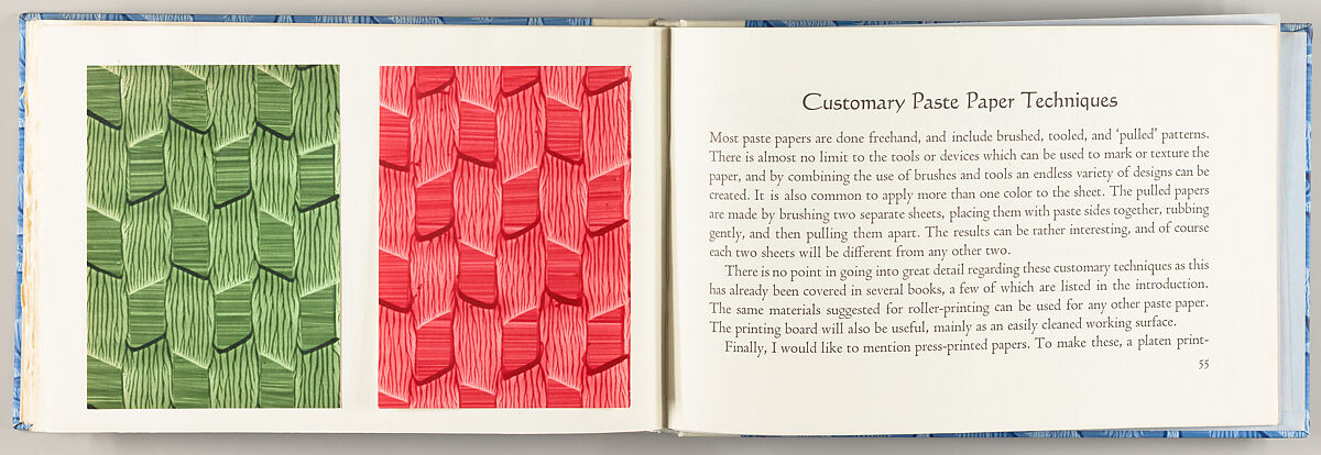 Roller-printed paste papers for bookbinding, Henry Morris (American, 1925–2019)