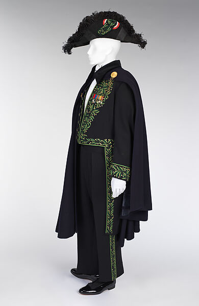 French Academician’s Habit of Julian Green and René de Obaldia, Maison Claude Berceville, Textile, felt, metallic thread, ostrich feathers, metals, French
