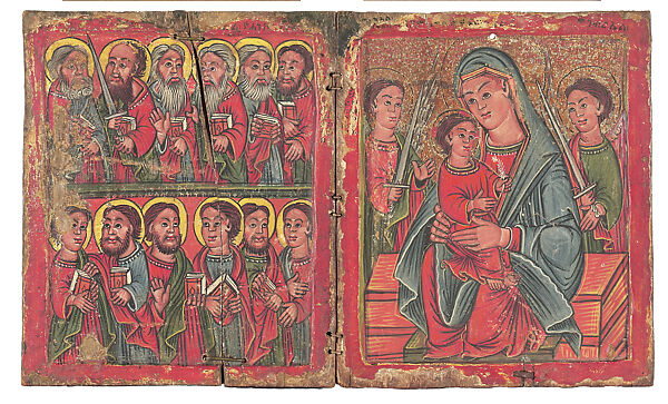 Diptych with the Apostles and the Virgin and Child, Paint on wood, Ethiopian (Ethiopia)