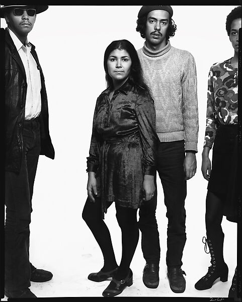 The Young Lords: Pablo “Yoruba” Guzmán, Minister of Information; Gloria González, Field Marshal; Juan González, Minister of Education; and Denise Oliver, Minister of Economic Development, New York City, Richard Avedon (American, New York 1923–2004 San Antonio, Texas), Gelatin silver print 