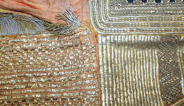 Wedding Ensemble, Metal wrapped thread, silk, cotton; embroidered