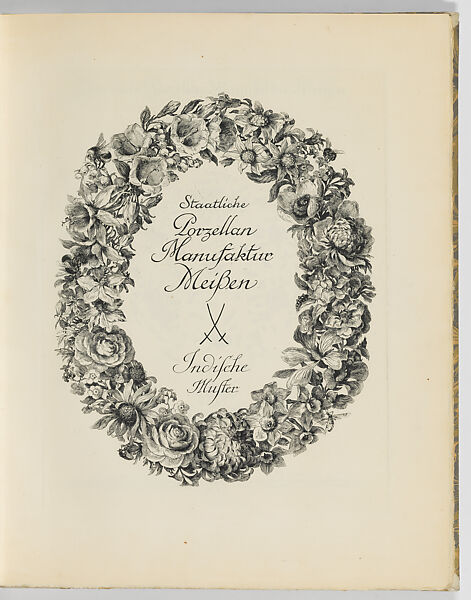 Sample Book of Asian-inspired Porcelain Patterns from the Staatliche Porzellan Manufaktur Meißen, Offizin Drugulin (Leipzig, 1866-present), Etched title page and 41 hand-colored etched plates, some heightened with gold