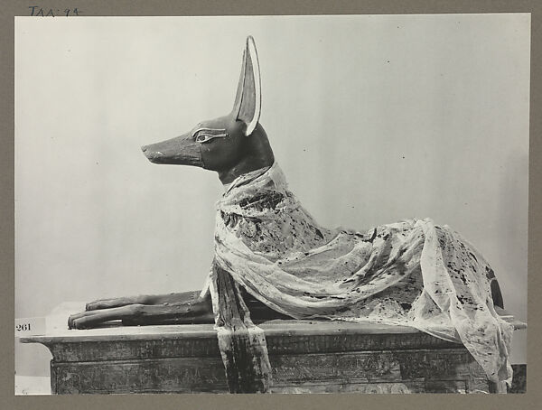 Textiles Draped over Anubis Figure, Harry Burton (British (1879–1940)), Gelatin silver print from glass negative 