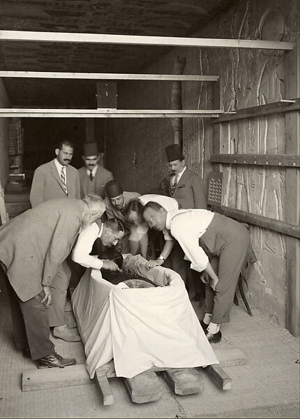 The Unwrapping of Tutankhamun’s Mummy, Harry Burton (British (1879–1940)), Gelatin silver print from glass negative 