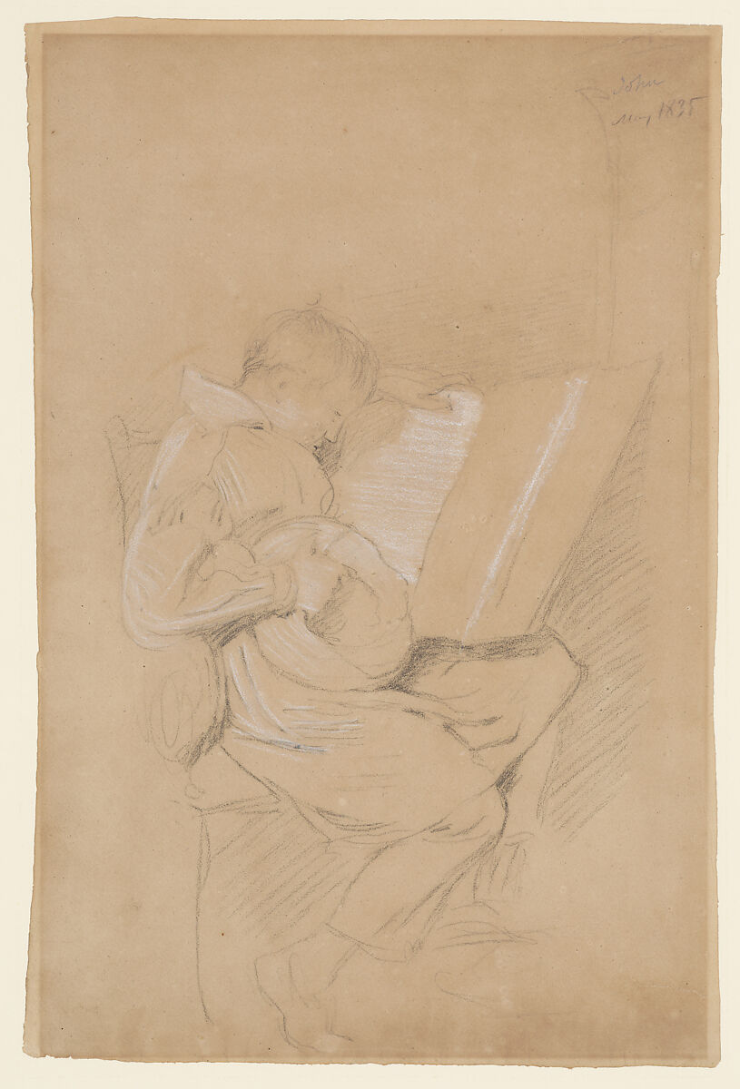 Study of the artist's son, John, John Linnell (British, London 1792–1882 Redhill, Surrey), Black and white chalk on light brown paper 